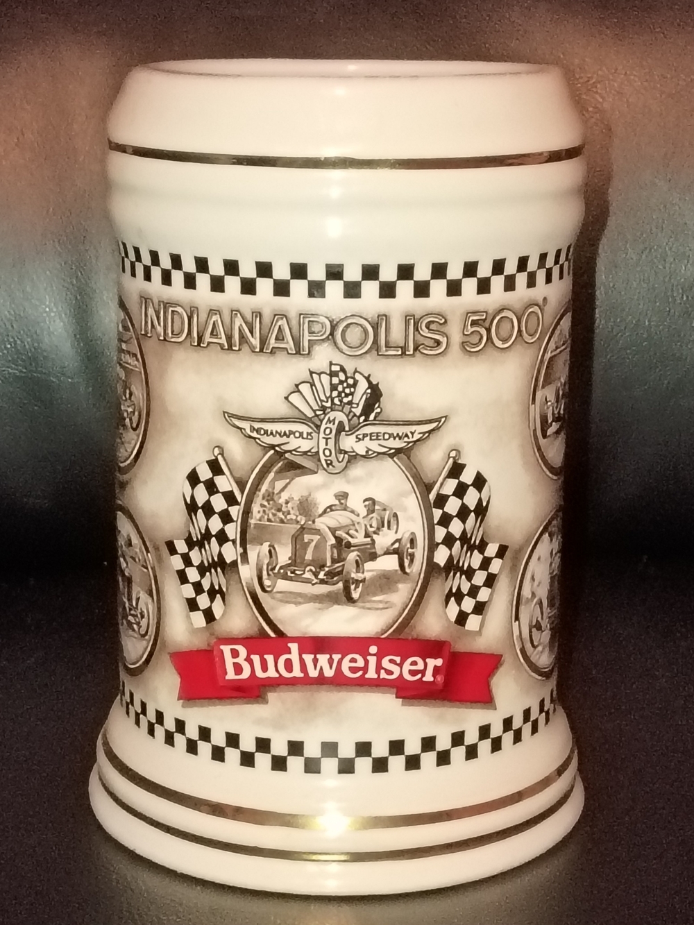 Budweiser Indianapolis 500 Ceramic Stein - White with Red Accent